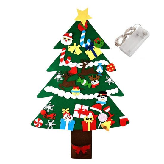 Новогодняя елка из фетра для малышей, светодиодная подсветка, набор для самостоятельной сборки новогодней елки с Санта-Клаусом и снеговиком