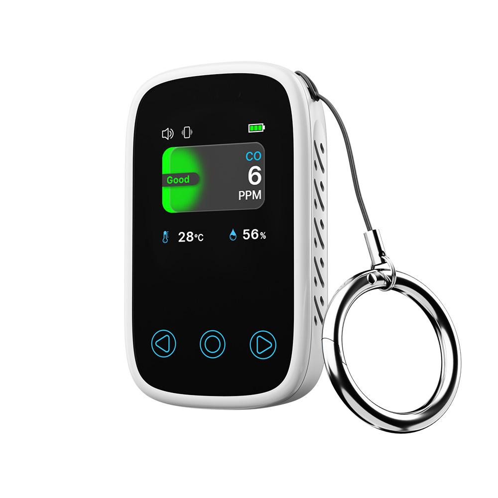 3 in 1 Portable Carbon Monoxide Detector Temp Humi Meter Rechargeable Travel Mini CO Detector Vibration Sound Alarm LED Screen