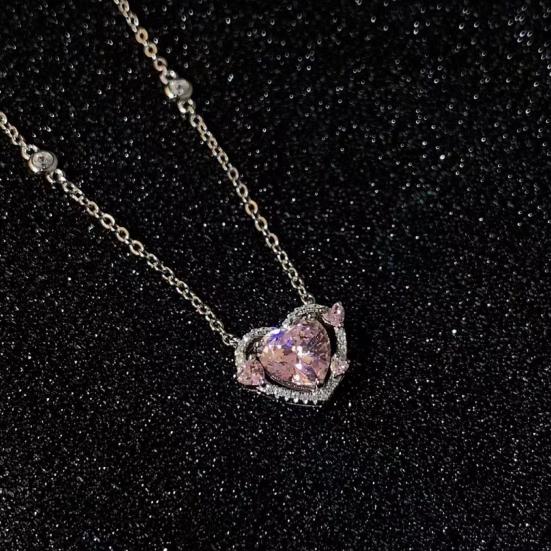 Женское ожерелье со стразами в форме сердца, полые украшения, цепочка, регулируемая подвеска на шею, ювелирные изделия, подарок на день рождения, вечерние