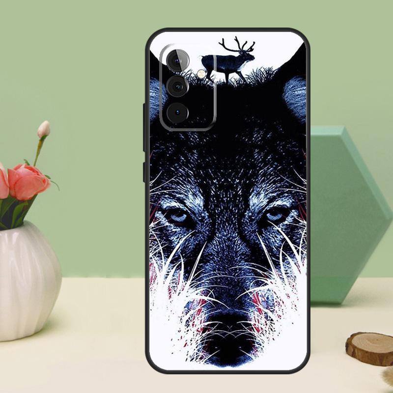 Волк арт черный Для Samsung Galaxy A36 A56 A54 A34 A14 A06 A16 A26 A12 A32 A52 A13 A33 A53 A15 A35 A55 Чехол