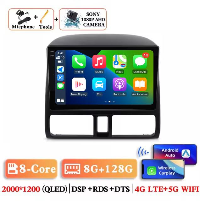 Wireless Carplay Android 14 Auto Car Radio For Honda CR-V CRV 2 2001 2002 2003 - 2006 Multimedia GPS Autoradio 4G WIFI DSP GPS