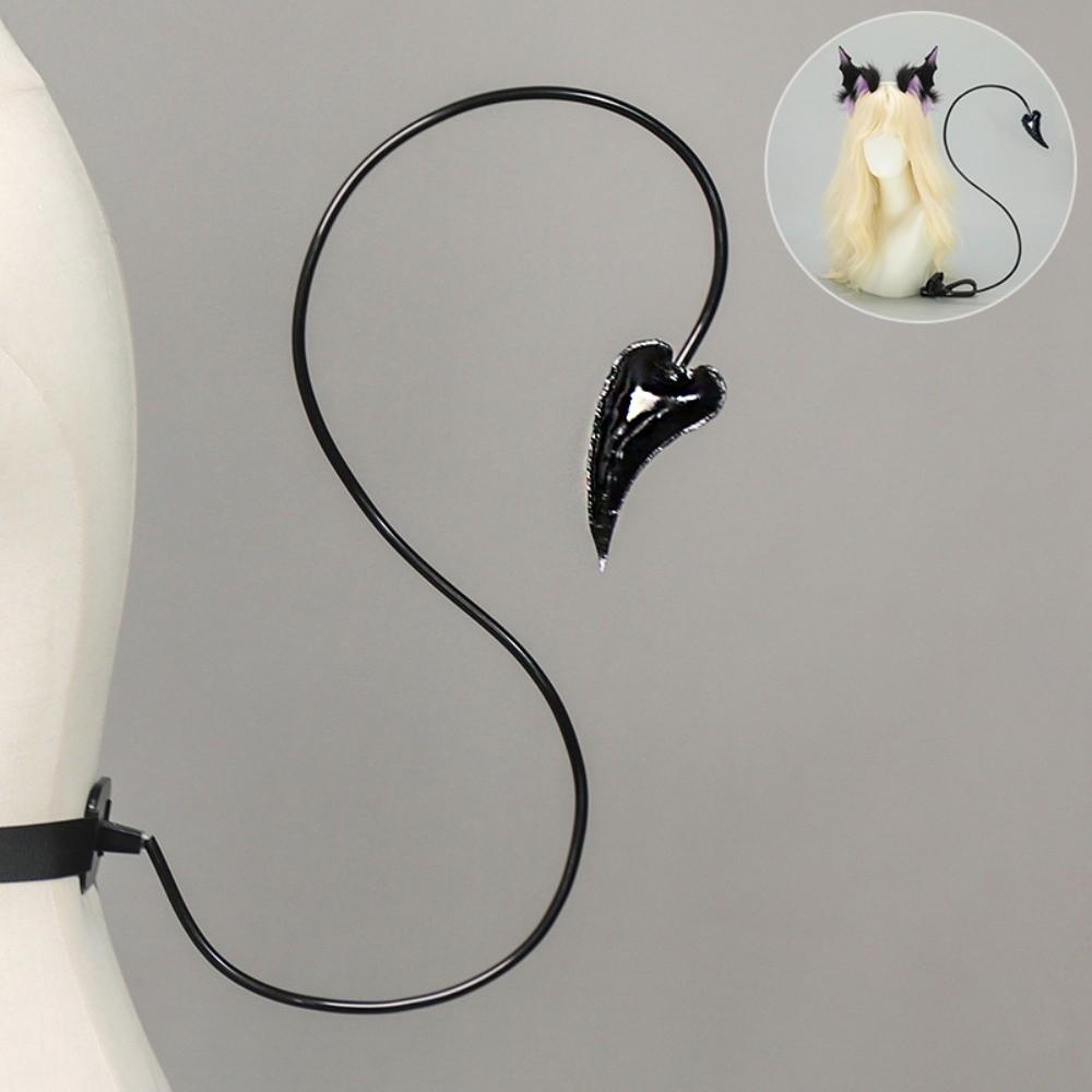 Black Demon Tail Prop Dark Gothic Cosplay Costume New Demon Horns Headband  Party