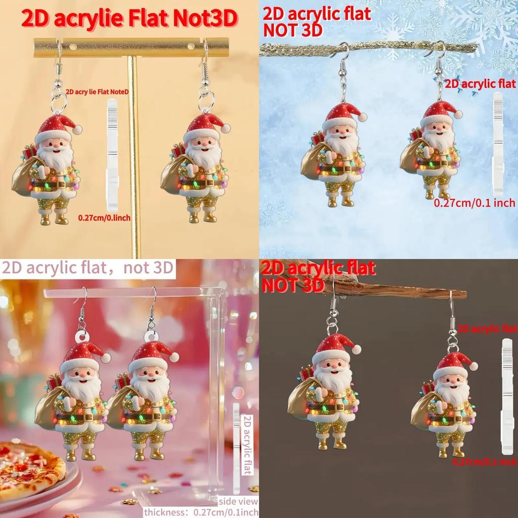 Рождественские акриловые украшения Санта с мультяшным узором для мужчин и женщин