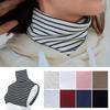 Women Square Fake Collar Stripe Bottoming Neck Scarf Turtleneck Soft Removable Detachable High Collars Women Apparel Accessories