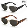 2PCS  Girl Retro Cat Eye Sunglasses Women High-end Metal Travel Sunglasses Square Face Makes Her Look Thin