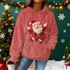 Women's Hooded Long Sleeve Christmas Printed Flannel Top Hooded Sweatshirt