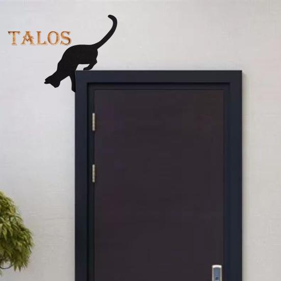 Металлическая накладка на дверь в виде кота, двусторонняя, декор на Хэллоуин, Рождество, кошечка, угловая рамка, настенный знак, винтажное жуткое украшение