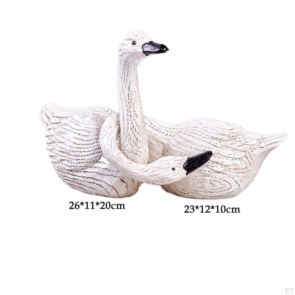 2 скульптуры из смолы, пара фигурок лебедей, подарок на день рождения, украшение для дома, статуэтки птиц