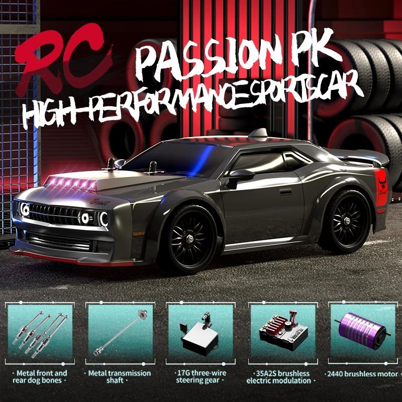 Новый 1:16 70 км/ч бесщеточный RC Drift Car со светодиодными огнями 4WD электрический высокоскоростной гоночный автомобиль с дистанционным управлением Monster Truck для подарка ребенку