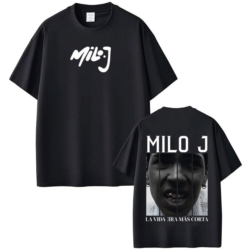 Рэпер Milo J La Vida Era Mas Corta Альбом Футболка Мужская Женская Харадзюку Футболки Летние Свободные Повседневные Хлопок Винтажная Футболка Топы ...