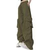 [Tunatch] Cargo Pants High Waist Work Pants Thin Long Wide Hip Hop Spring Summer Autumn Ladies Plain Color Wide Leg Pants Body Shape Cover Adult Cute