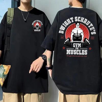 Powerhouse Gym Geek Dwight Schrute S Gym for Muscles Двухсторонняя футболка с принтом Унисекс Женская футболка Harajuku Футболки унисекс из хлопка