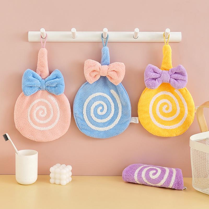 Cute Quick-Dry Children's Hand Towel - Soft, Lint-Free, Absorbent, and Hanging for Bathroom or Kitchen Use.