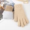 Knitted Gloves, Women's Autumn and Winter Warm Outdoor Cycling Cold-proof Double-layer Velvet Thickened, Touch Screen Gloves