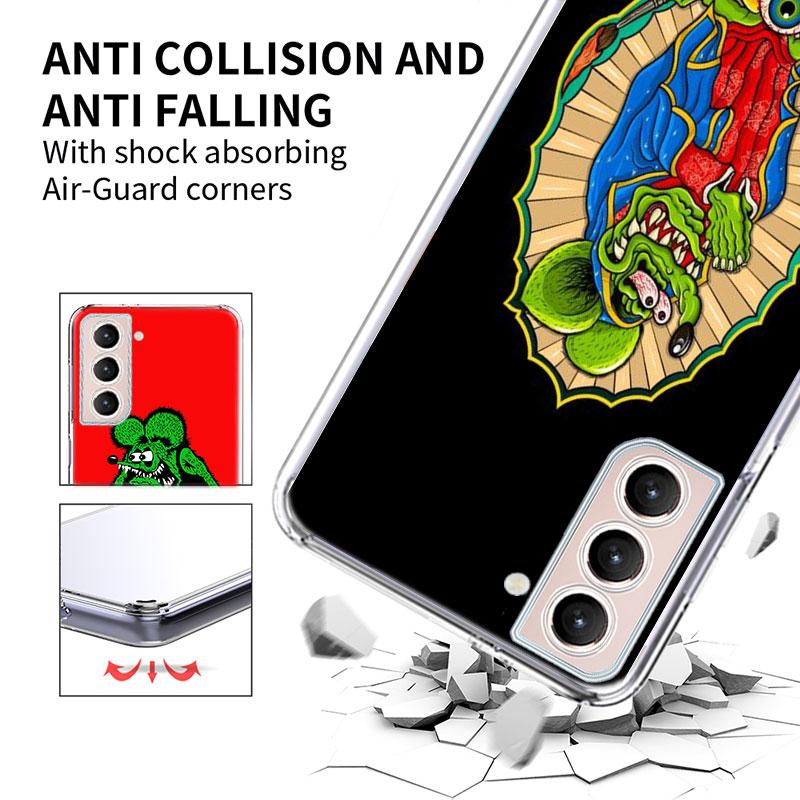 Surf Cool Rat F-Fink Phone Case For Samsung A16 A26 A36 A56 A17 A15 A25 A35 A55 A14 A24 A34 A54 A04S A05S Galaxy Note 20 10 9 8