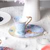 Керамическая кружка с цветком и птицей, кофейная чашка с блюдцем, чашки для завтрака, десертная тарелка, чайные чашки с цветком, чашка для воды, кружка для послеобеденного чая