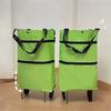 Foldable Roller Shopping Bag with Rotary Wheels Large Capacity Great Load Bearing Straps Waterproof Fabric Smooth Zipper Retractable Trailer