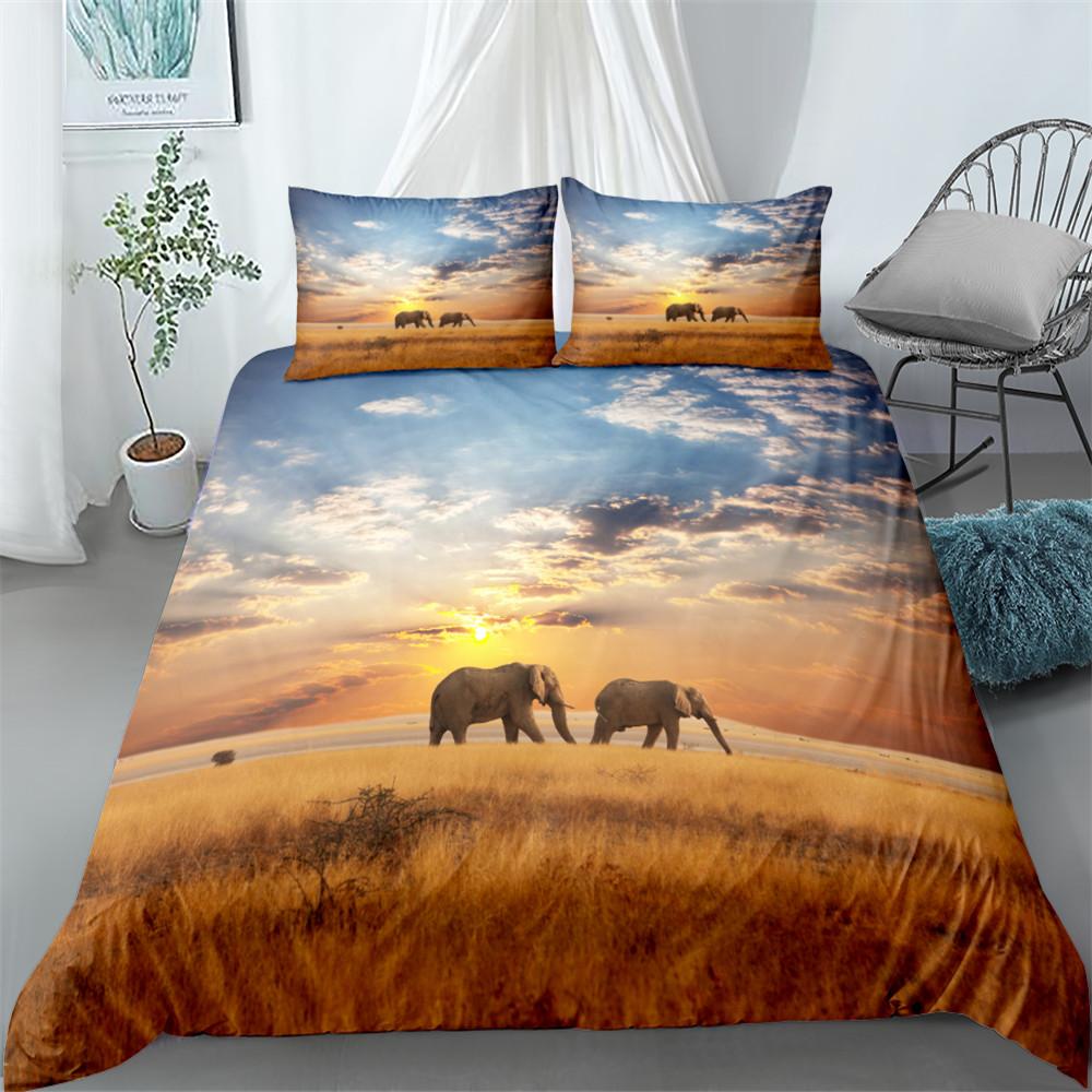 African Elephants 3d Bedding Set King Queen Double Full Twin Single Size Bed Linen Set