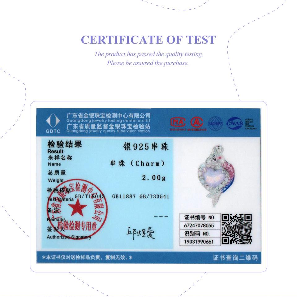 BAMOER Dainty 925 Sterling Silver Dreamy Mermaid Charm Fish Tail Silicone Spacer Bead Charm for Women Fit Original Bracelet