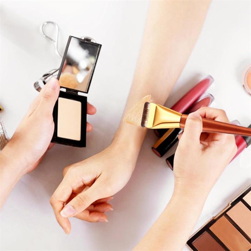 2pcs Ultra Thin Foundation Brush Soft Hair Ace Contour Brush Wooden Handle Make Up Brush Blending Foundation Brushes Makeup Tool
