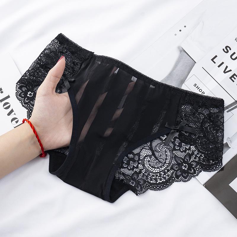 Consort Vine Black Series Сексуальные женские трусики из сетчатого кружева с прозрачной хлопковой ластовицей
