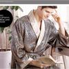 Men's Plus Size Long-Sleeve Silk-Like Summer Robe and Pajamas