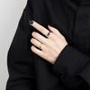 S925 Silver Black Heart Open Ring For Women Fashion Minimalist Cool Personality Index Finger Jewelry