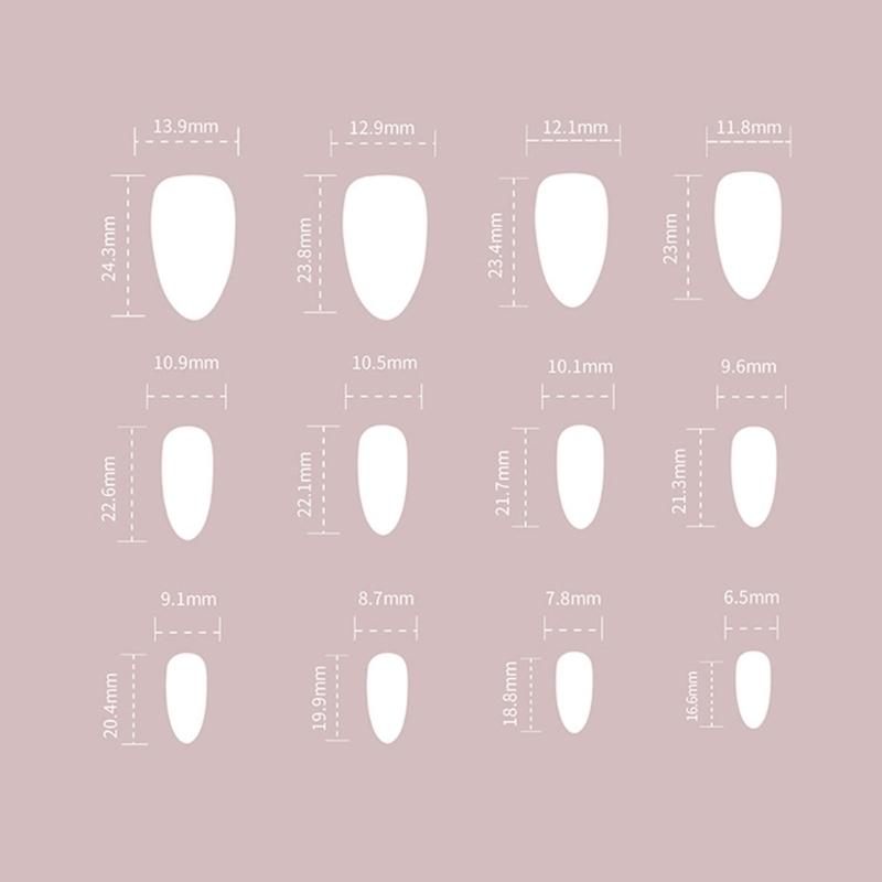 24 шт. Сладкие накладные ногти миндалевидной формы, наклейки для ногтей, глянцевые, полное покрытие, искусственные ногти, материалы для маникюра для женщин