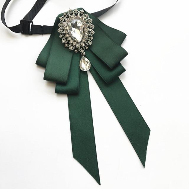 Винтажная брошь в виде галстука-бабочки из ткани с кристаллами, корейская мода, галстуки-бабочки, галстуки для женщин, белый рубашечный воротник, роскошные ювелирные аксессуары