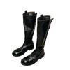 Cowhide Version ~ Retro Pleated Thick-soled Long Knight Boots Women's Slim Leather High Boots