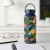 1L Outdoor Insulated Mug Creative Floral Insulated Bottle Drinkware Thermal Water Bottle  Household