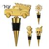 Zinc Alloy Wine Bottle Stopper Christmas with Silicone Ring, Stainless Steel Decorative Sealer, Festive Kitchen Gadget for Snowflake/Car/Train/Elf