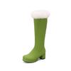 Six Colors Furry Decoration Knee High Boots Women Plus Size 33-48 Grained Pu Platform High Heel Lady Party Long Boots White Pink