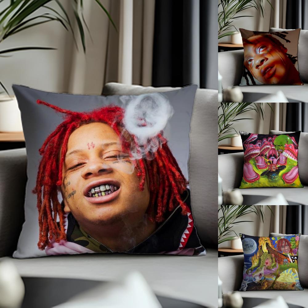 Fashion TTrippie Reddead Cushion Cover Antidustmite Pillowcase Invisible Zipper Silky Short Plush Sofa Cushion Cover