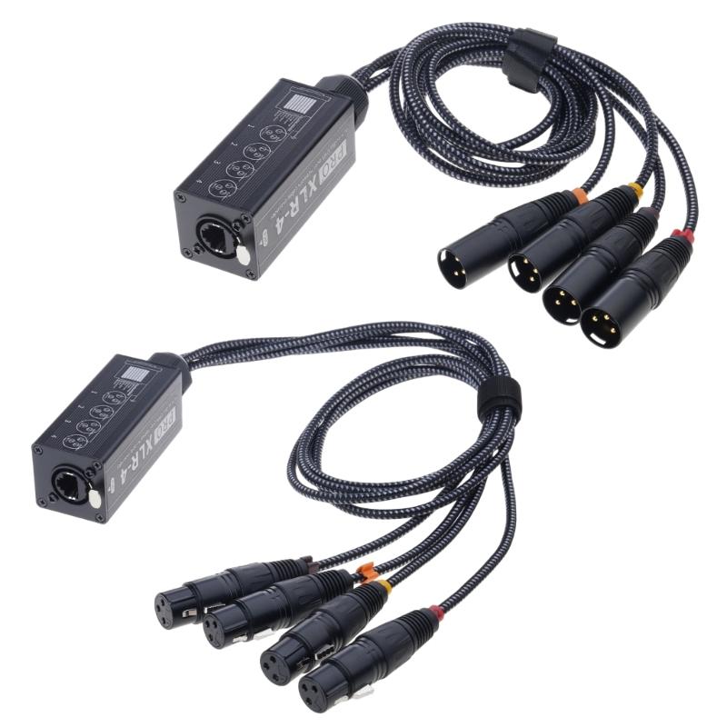 Разветвитель RJ45 на 4 канала XLR 3-контактный для сетевого кабеля, удлинитель, разъем для сцены, студии, записи, аксессуары