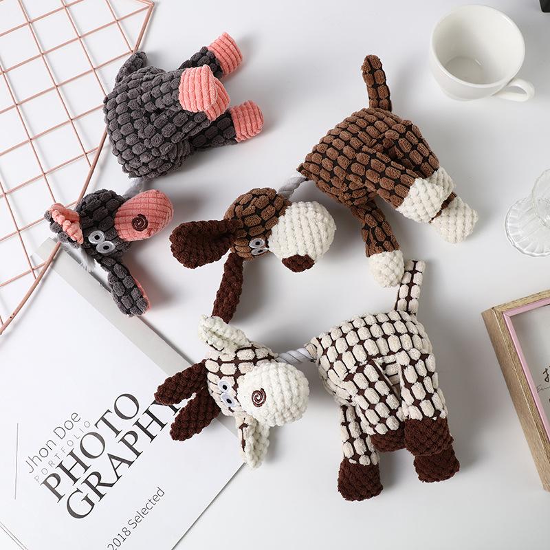 Новая трехцветная игрушка со звуком укуса собаки, забавная игрушка-осел, устойчивая к укусам, для чистки зубов, не травмирующая нос, плюшевая игрушка для питомца