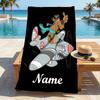 Custom Name Pilot Dog Flight Stylish Digital Printing Beach Towel Quick‑Drying Absorbent Blanket for Beach Pool Gym Travel