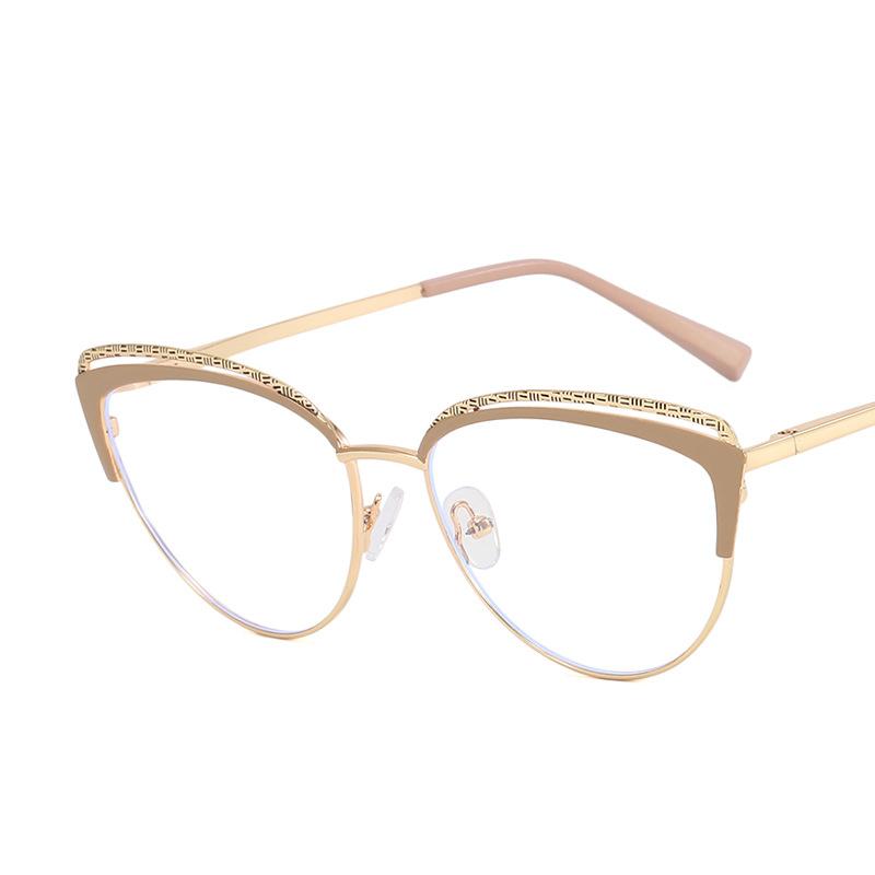 Женские студенческие повседневные очки для путешествий, анти-синий свет, модные индивидуальные художественные винтажные металлические простые очки «кошачий глаз»