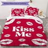 Passionate Kisses & Lips Pattern Bedding uilt Set uilt Cover Pillowcase Home Decoration Birthday Gift (1 * duvet cover + 2 * pillowcase without core)