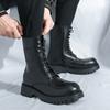 Модная мужская кожаная обувь на толстой подошве с высоким верхом Модные и минималистичные стили Вечеринка УЛИЧНАЯ Черные коричневые осенне-зимние ботинки