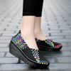 Women Plus Size 35-42 for Women 2024 Wedges Platform Sneakers Fashion Weave Hollow Ladies Loafers Slip-on Casual Shoes