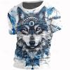 Animal Wolf Fashion Ethnic Athleisure Men's 3D Print T Shirt Tee Street Sports Outdoor T Shirt White Crew Neck Shirt Summer Spring Clothing Apparel