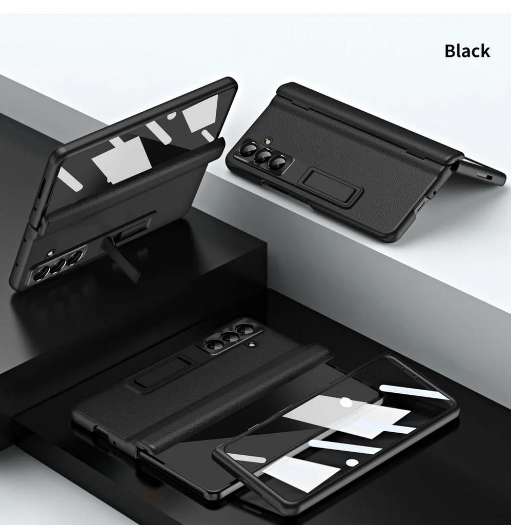 Роскошный Бизнес Невидимый Регулируемый Держатель Пленка из Закаленного Стекла Чехол для Телефона для Samsung Galaxy Z Fold 7 6 5 4 3 Защита Задней Крышки