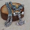 Fashion Personality Stainless Steel Wolf Head and Viking Thor's Hammer Pendant Necklace for Men's Nordic Celtic Symbol Jewelry