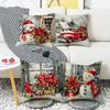 Santa Claus Red Truck Little Snowman Elements Atmosphere Christmas Pillow Cover Home Decoration Sofa Cushion