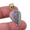 Подарочный двухцветный кулон Ruby In Zoisite из стерлингового серебра 925 пробы, созданный в лаборатории, 1,50 дюйма w1E78