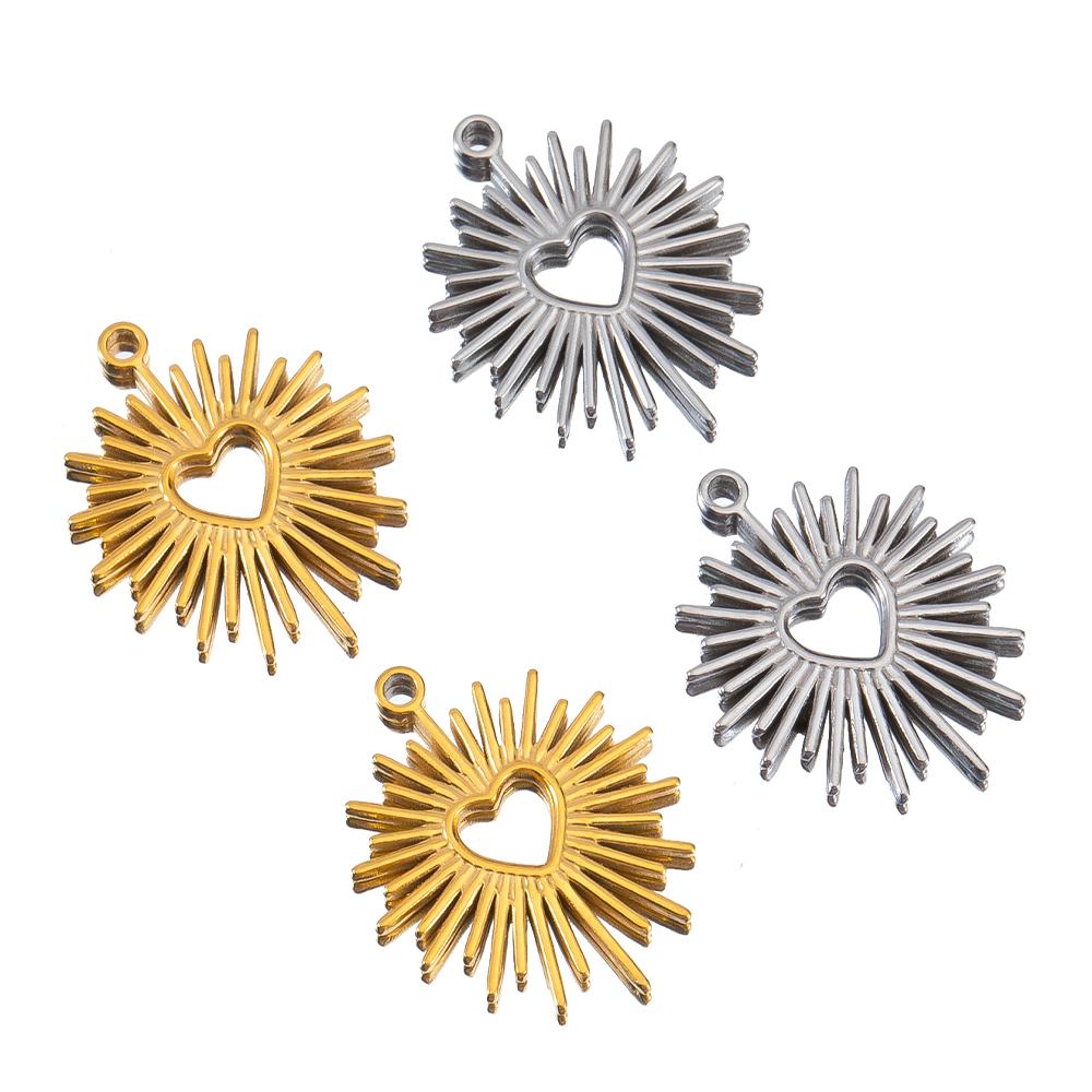 5pcs Stainless Steel Bohemian Launch Pendants for Necklace Love Heart Charms DIY Jewelry Making Supplies
