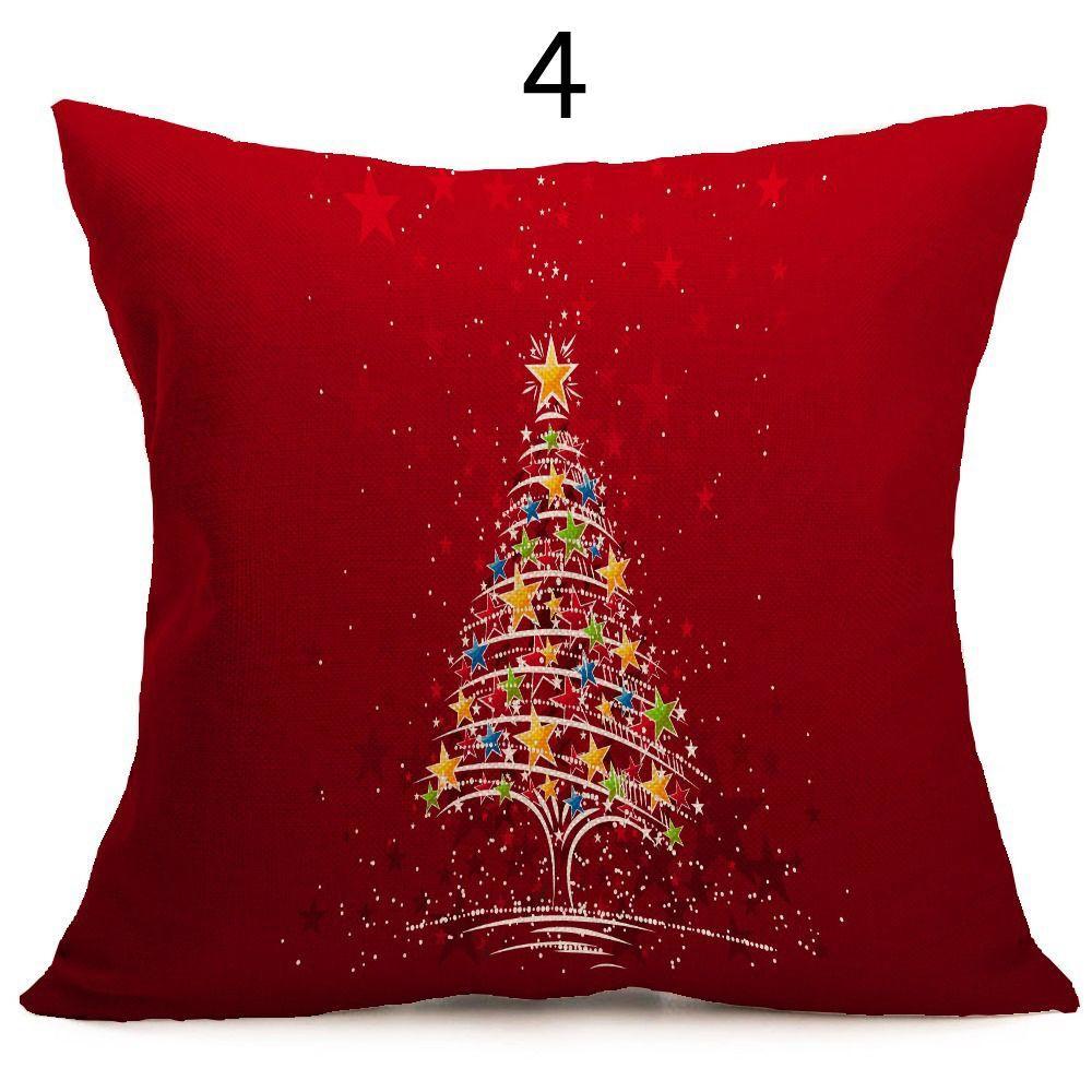 Festival Sofas Cars Home Xmas Tree Santa Deer Pillow Case Cushion Cover Christmas Decoration