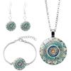 Jewelry Set Cabochon Mandala Necklace Women Pendant Earrings Glass Bracelet Gift