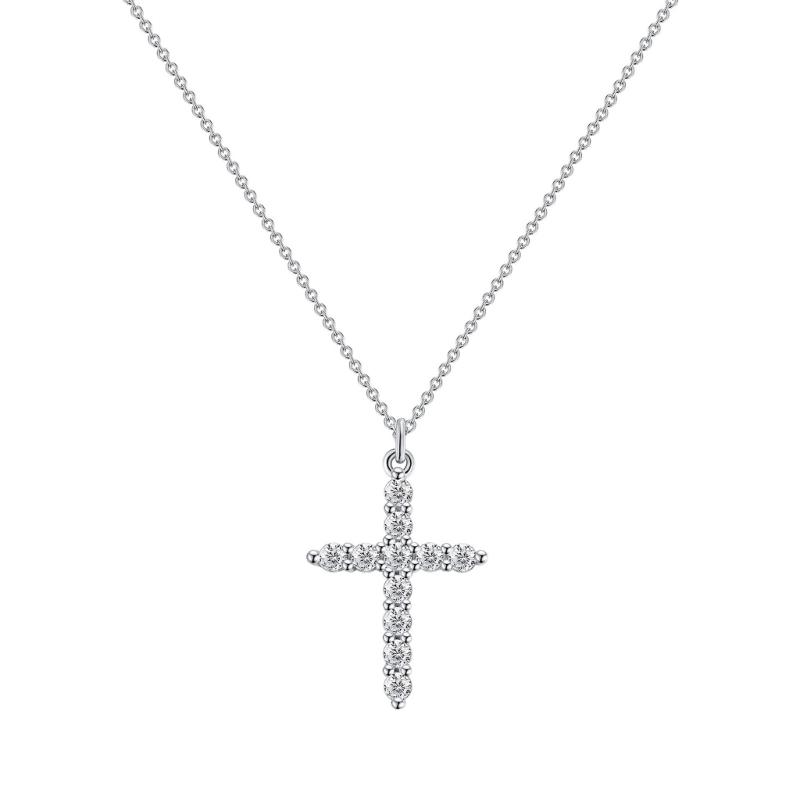 Elegant CZ Stone Paved Crosses Necklace Exquisite Crosses Pendant Necklace Jewelry with Shimmering Zircon Embellishment